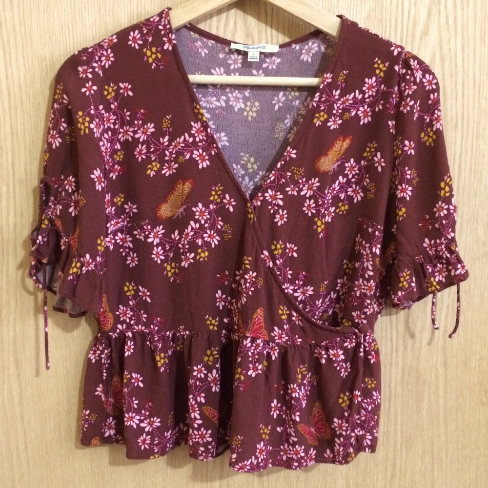 Madewell Tie-Sleeve Wrap Top Butterfly Sanctuary